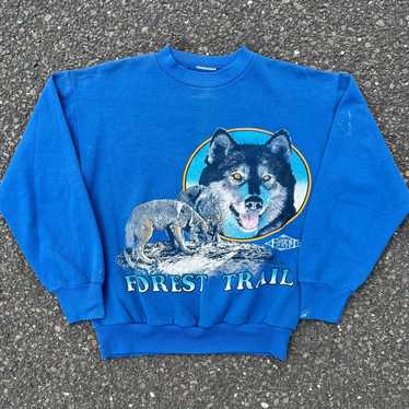 Streetwear × Vintage Vintage blue wolf nature gra… - image 1