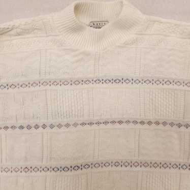 Vintage 1980's 1990's KMART BASIC EDITIONS Cardigan Knit Sweater Ivory Size  Med