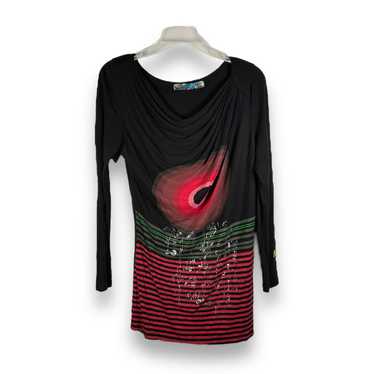 Desigual Desigual Y2K Style Graphic Cowl Neck Top… - image 1