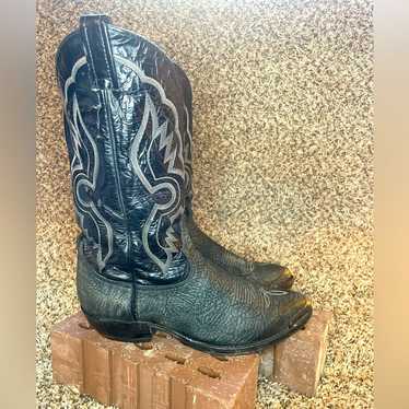 Tony Lama Rare Tony Lama Bull Hide Cowboy Boots S… - image 1