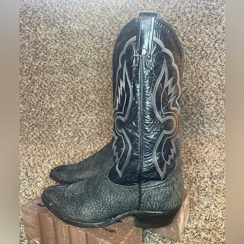 Tony Lama Rare Tony Lama Bull Hide Cowboy Boots S… - image 2