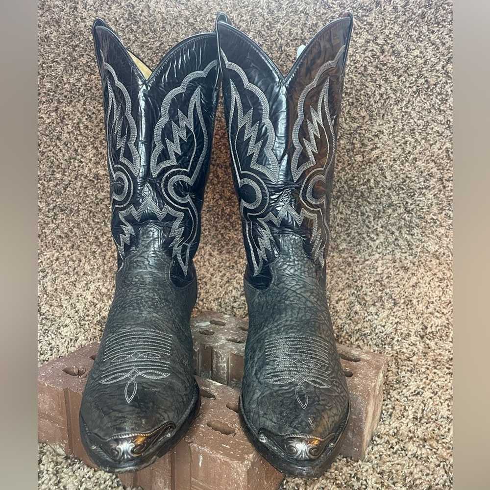 Tony Lama Rare Tony Lama Bull Hide Cowboy Boots S… - image 3