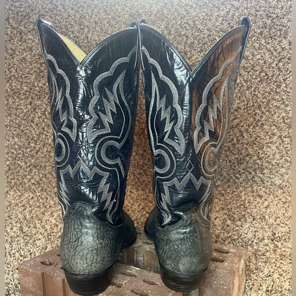 Tony Lama Rare Tony Lama Bull Hide Cowboy Boots S… - image 4