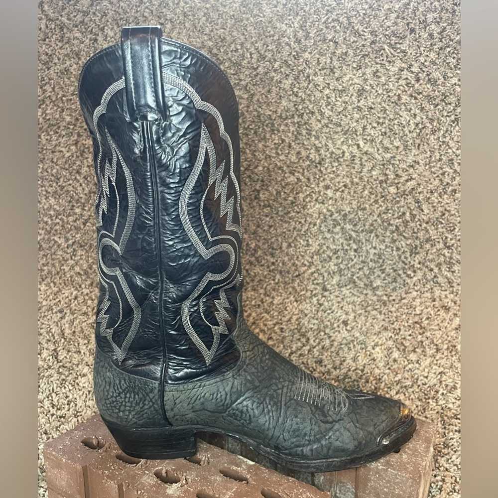Tony Lama Rare Tony Lama Bull Hide Cowboy Boots S… - image 6