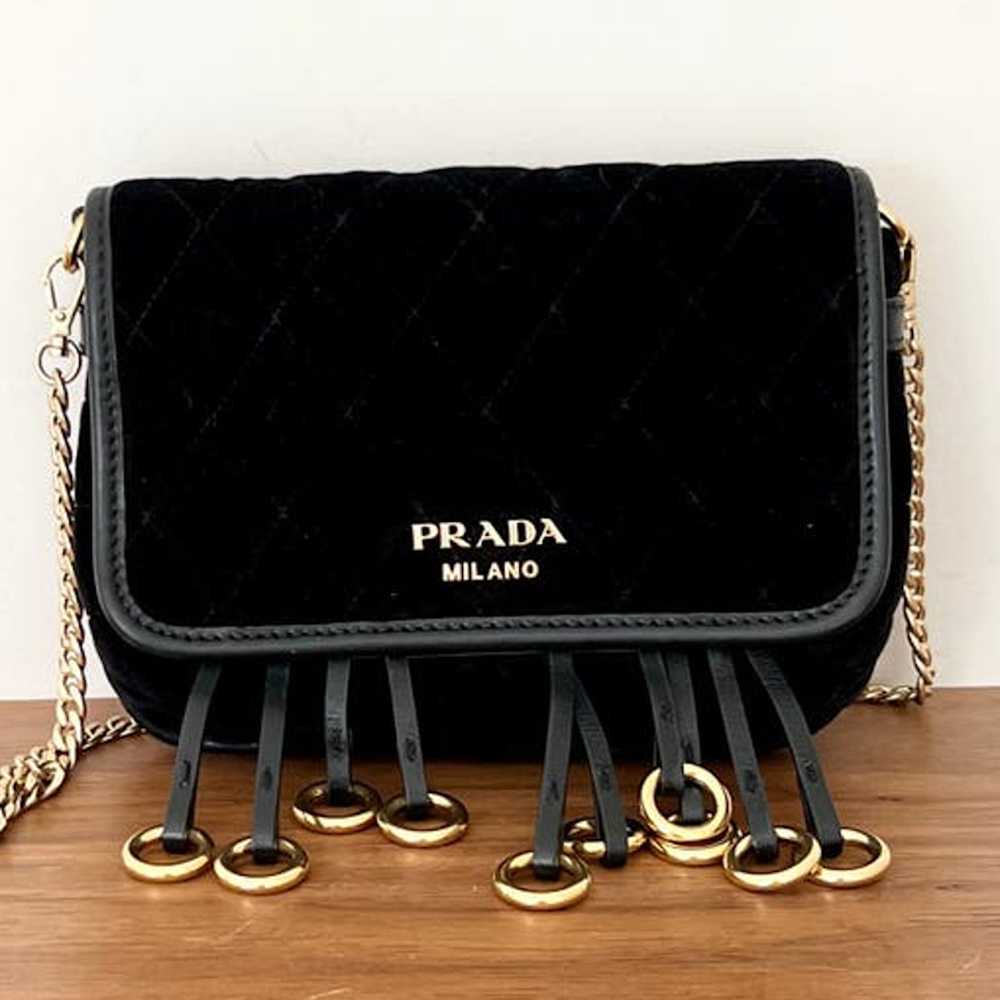 Prada Prada Milano Gold Chain Straps Quilted Velv… - image 1