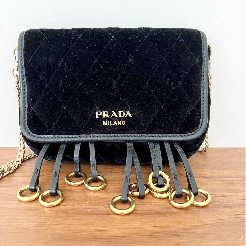 Prada Prada Milano Gold Chain Straps Quilted Velv… - image 2