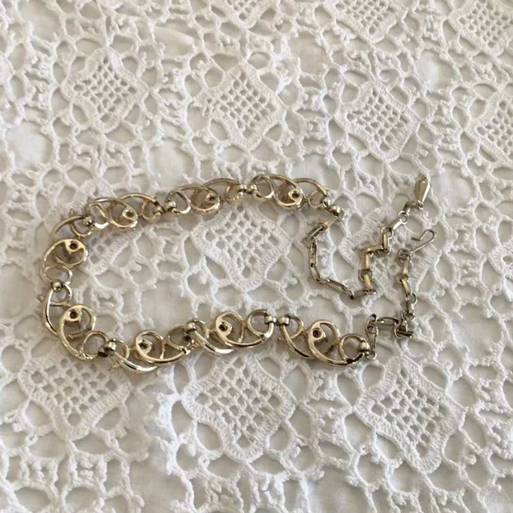 Gold Tone Clear Rhinestone Link Necklace - image 5