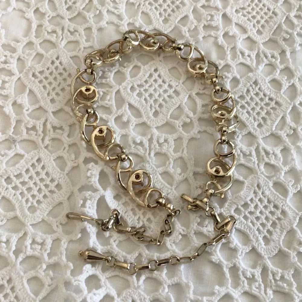 Gold Tone Clear Rhinestone Link Necklace - image 6