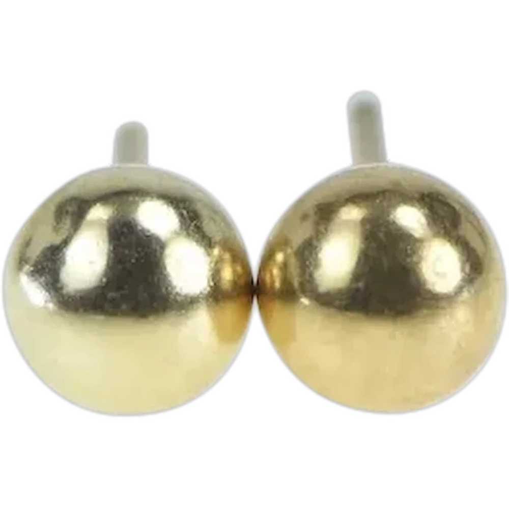 14K 4.0mm Round Ball Sphere Classic Stud Earrings… - image 1