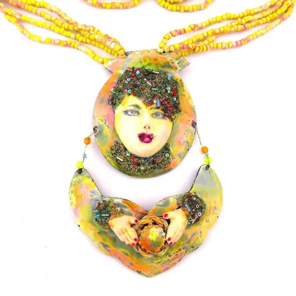 Vintage Art Necklace Like No Other - Face - Fortu… - image 2