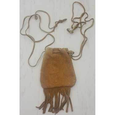 Vintage Handmade Fringed Suede Tan Purse Leather - image 1