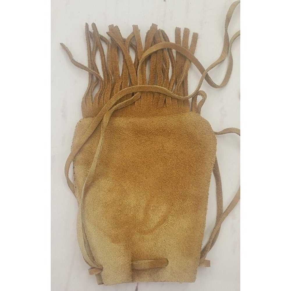 Vintage Handmade Fringed Suede Tan Purse Leather - image 6