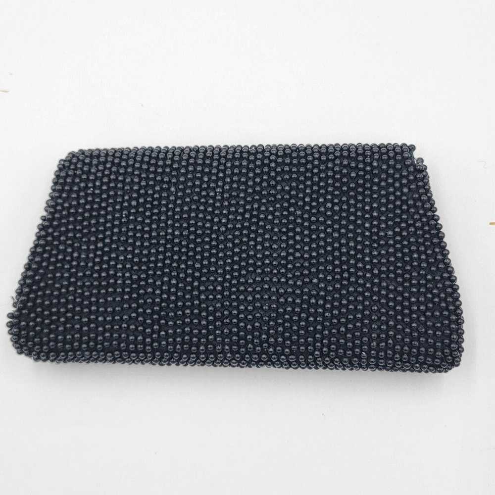 Vintage Midcentury Black Beaded Clutch Floral Eve… - image 2