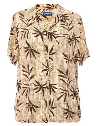 Brown Foliage Print Liz Claiborne Blouse - L