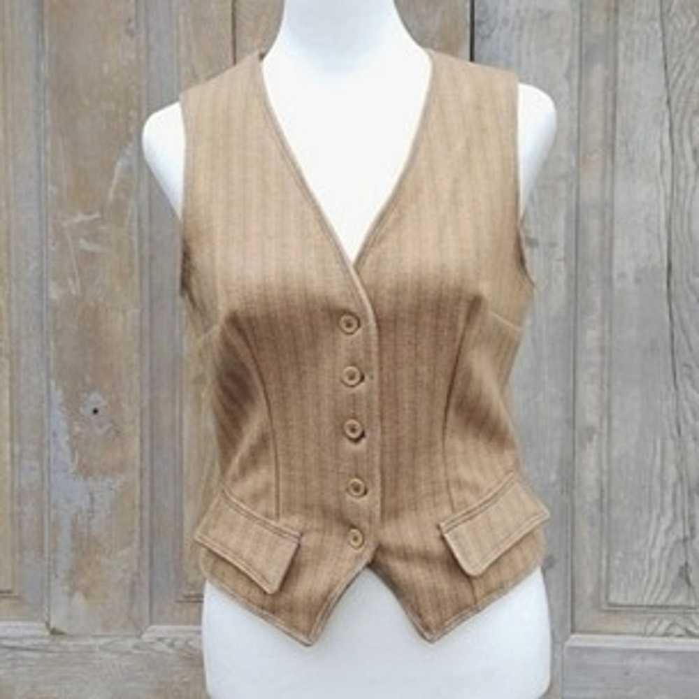 Vintage Tan Pinstripe Vest - image 1