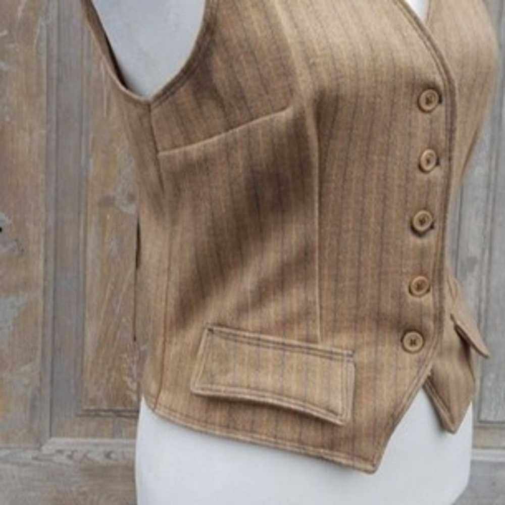 Vintage Tan Pinstripe Vest - image 4