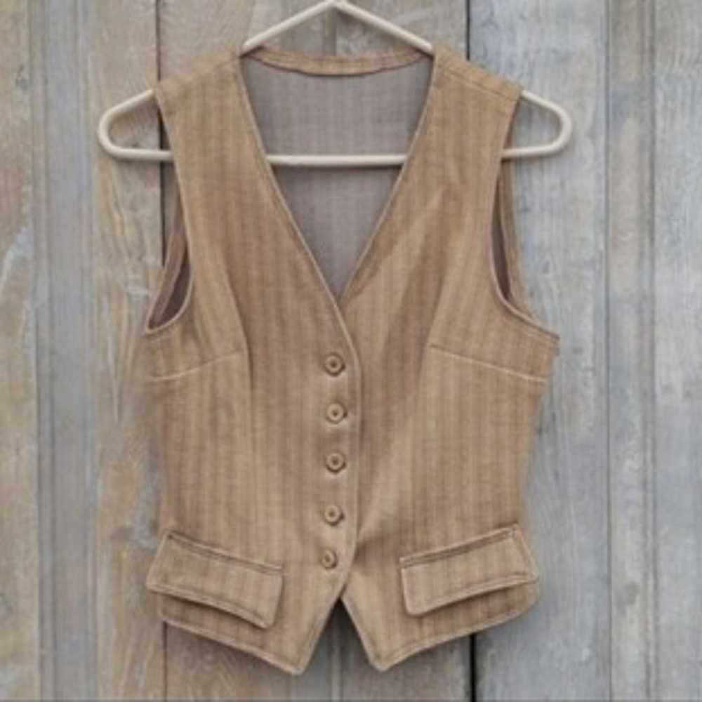Vintage Tan Pinstripe Vest - image 7