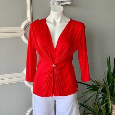 Rocco Barocco 3/4 Sleeve Pleated Front Top Size 12