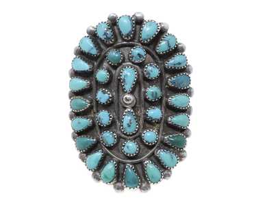 Midcentury Zuni Turquoise Petit Point Ring - image 1