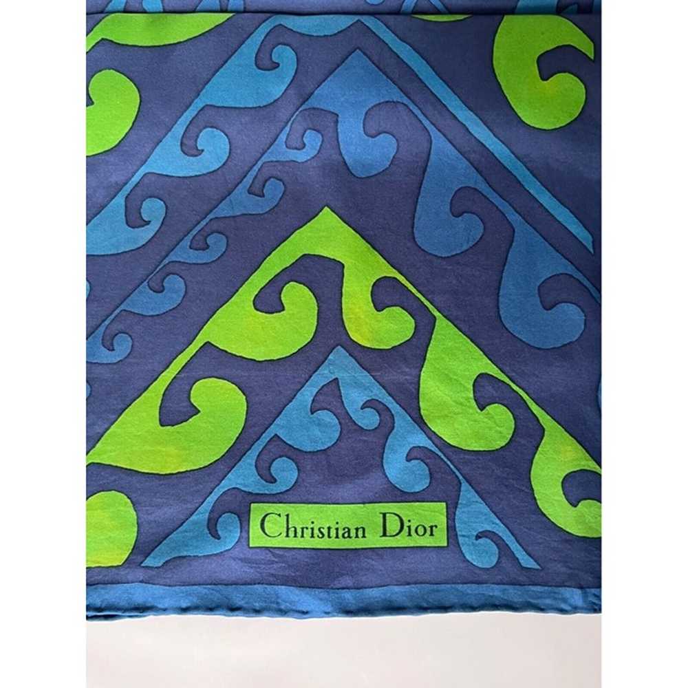 Vintage Christian Dior Square Silk Scarf Shawl Bl… - image 3