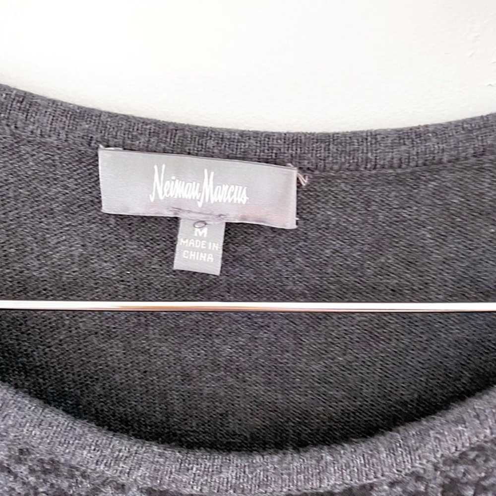 Neiman Marcus Grey Floral Print Sweater Dress, Si… - image 4