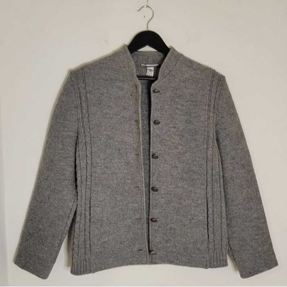 VINTAGE German Ladies Grey Wool Cardigan - Excell… - image 2