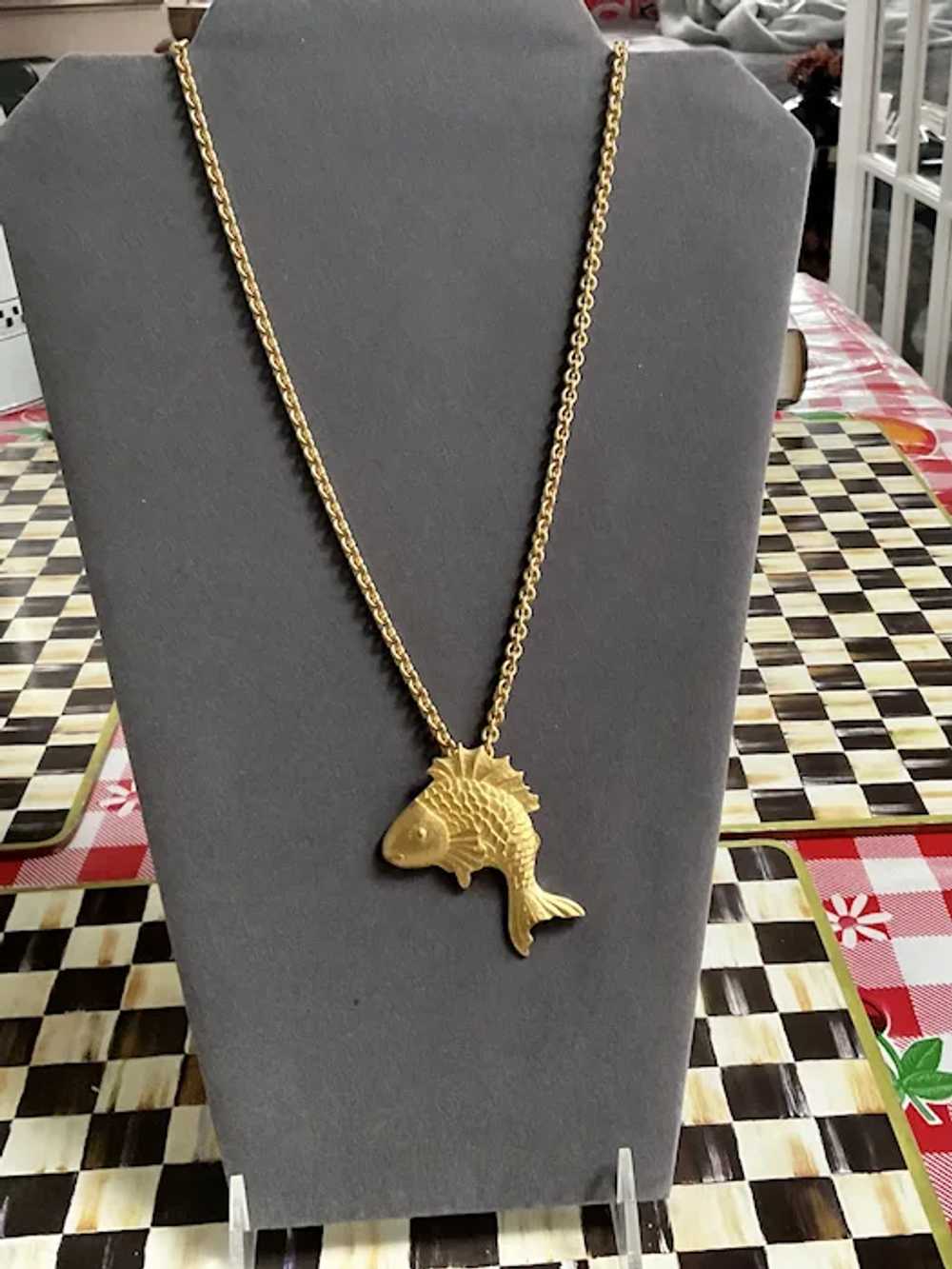 Vintage Givenchy Necklace with Koi Fish Pendant P… - image 11