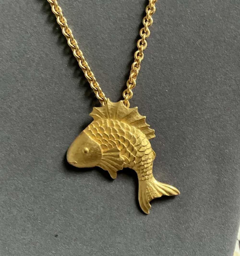 Vintage Givenchy Necklace with Koi Fish Pendant P… - image 4