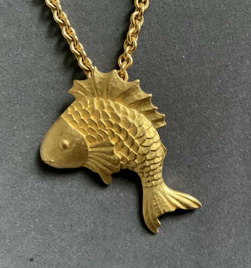 Vintage Givenchy Necklace with Koi Fish Pendant P… - image 5
