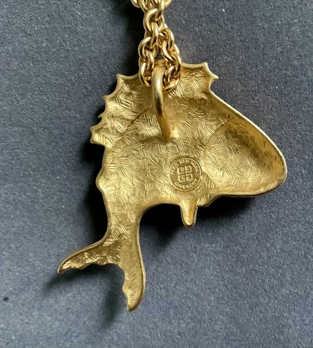 Vintage Givenchy Necklace with Koi Fish Pendant P… - image 7