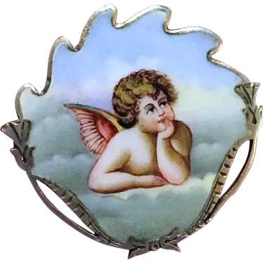 Antique Victorian Enamel Cherub Angel Austro-Hung… - image 1