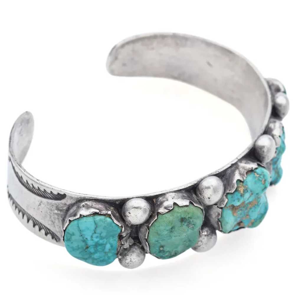 Vintage Turquoise Sterling Silver 16.5 mm Cuff Br… - image 2