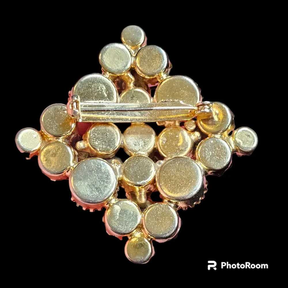 Light Brown Glass Rhinestone Metal Flower Brooch - image 3