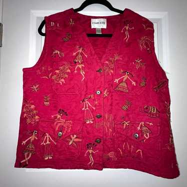 Vintage Chico’s Embroidered Button Front Vest Chic
