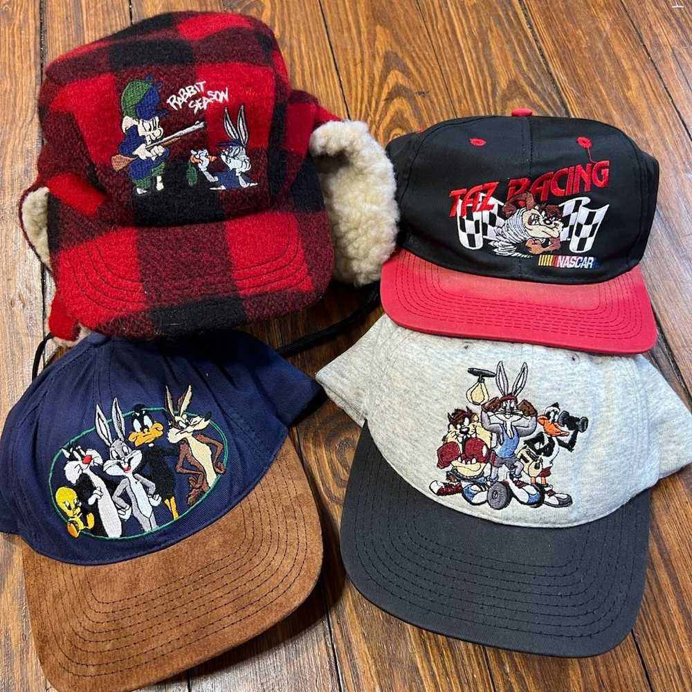 Vintage 90s Looney tunes Hat bundle lot Warner br… - image 1