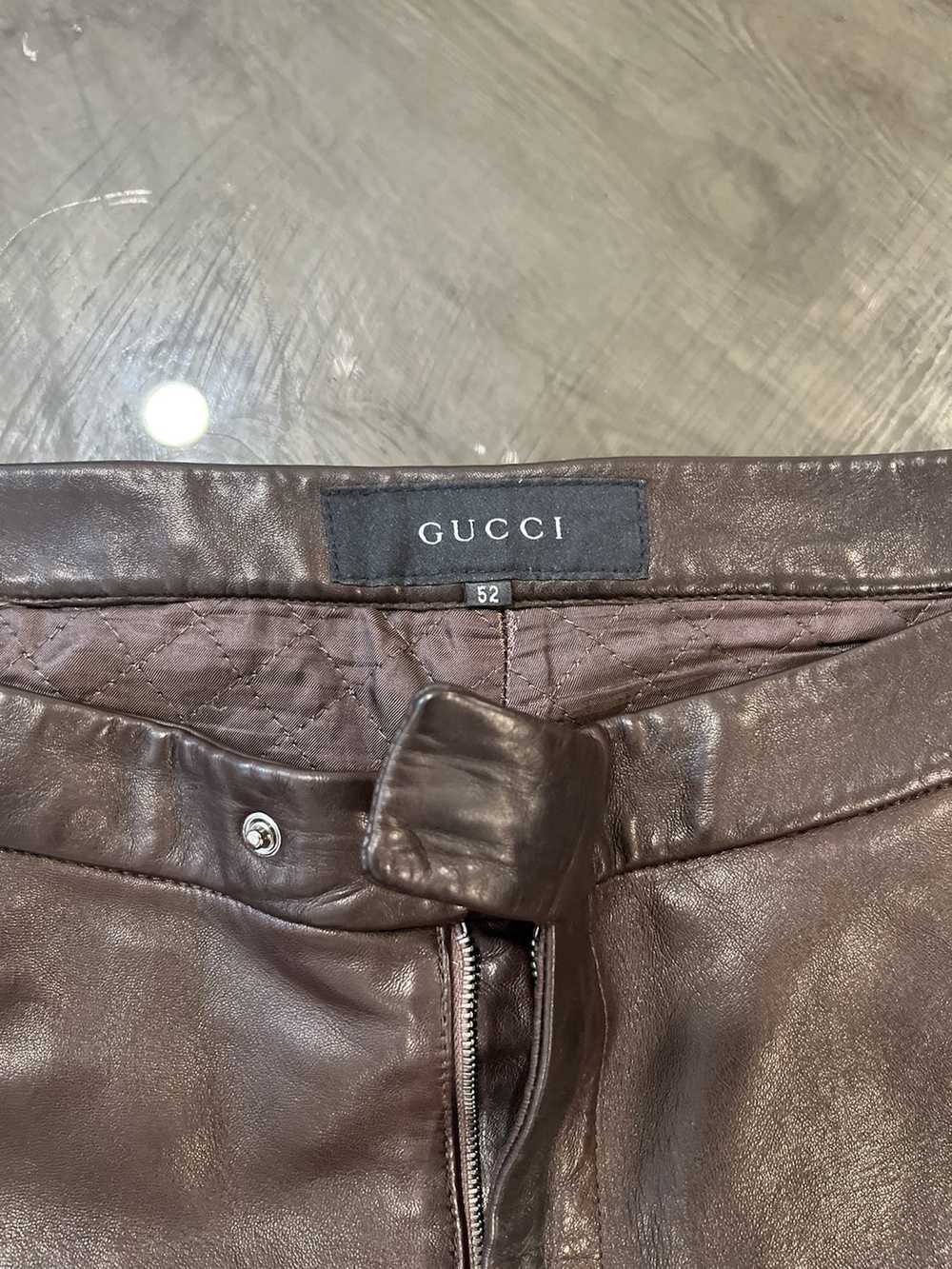 Gucci Gucci Chocolate Brown Leather Pants - image 2
