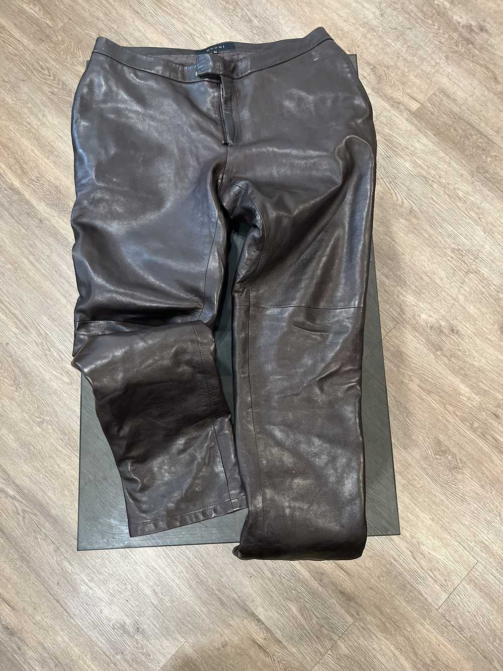 Gucci Gucci Chocolate Brown Leather Pants - image 4