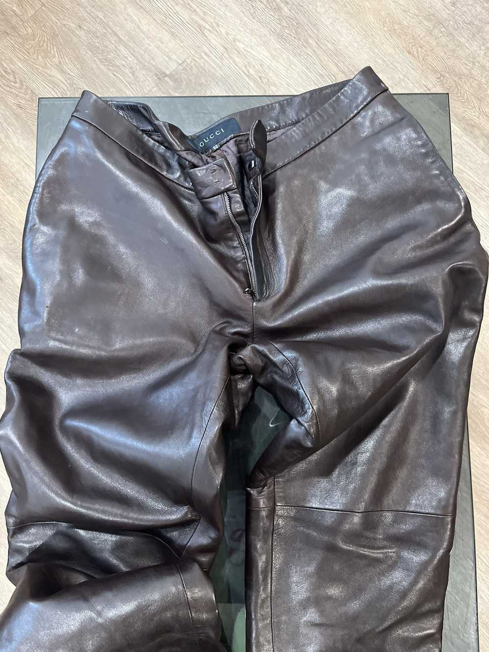 Gucci Gucci Chocolate Brown Leather Pants - image 5