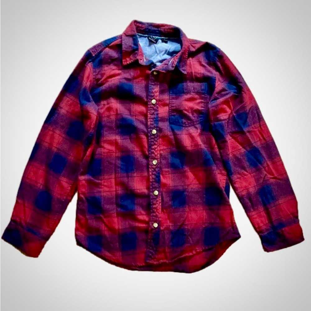 Burnside Burnside Red Blue Plaid Flannel Shirt Me… - image 1