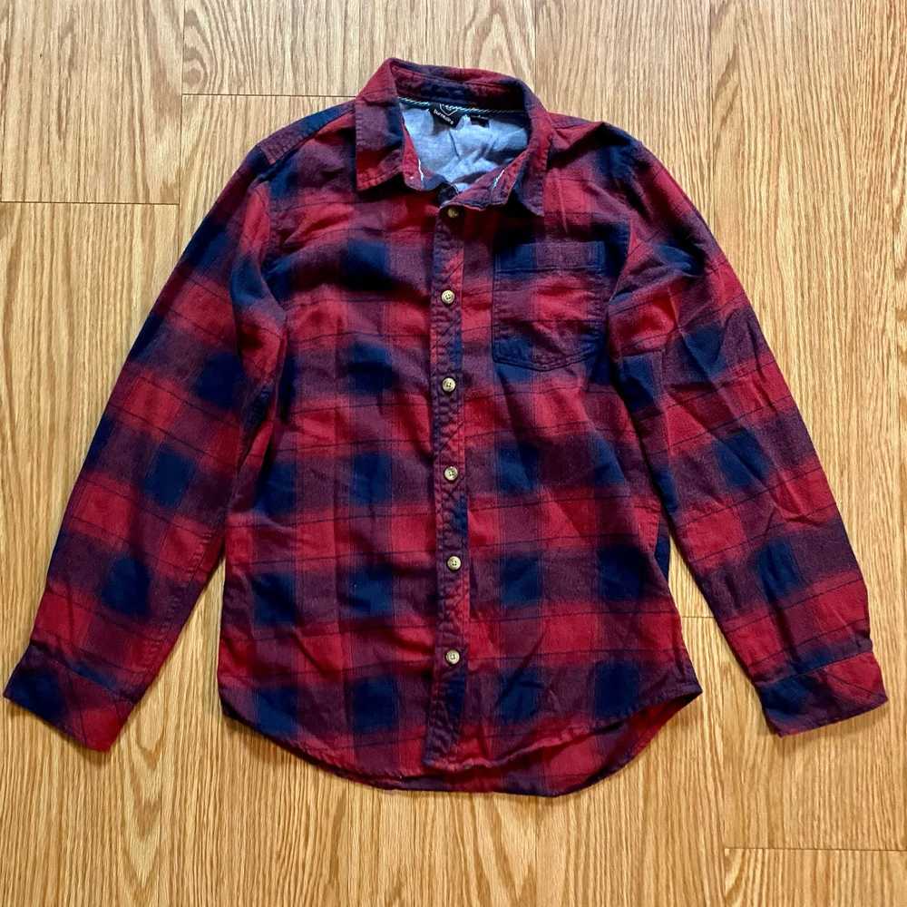 Burnside Burnside Red Blue Plaid Flannel Shirt Me… - image 2