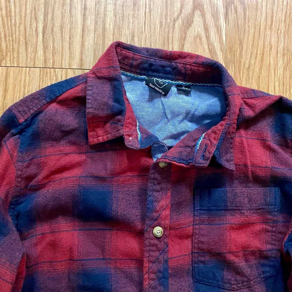 Burnside Burnside Red Blue Plaid Flannel Shirt Me… - image 3