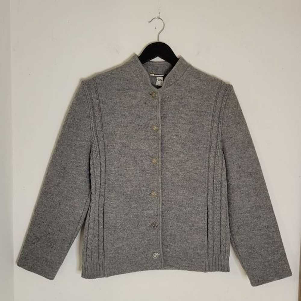 Vintage VINTAGE German Ladies Grey Wool Cardigan - image 1