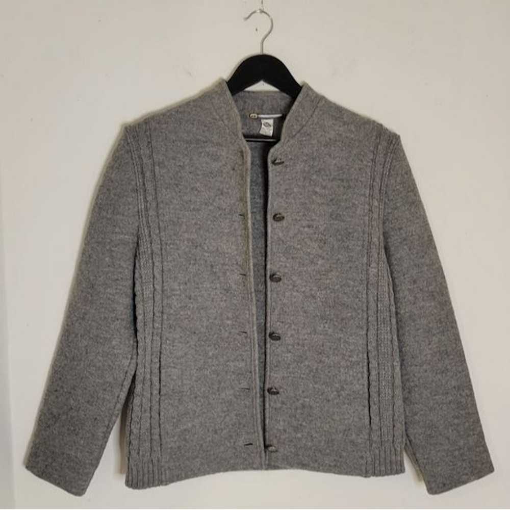 Vintage VINTAGE German Ladies Grey Wool Cardigan - image 2