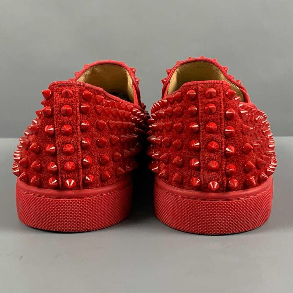 Christian Louboutin Red Studded Leather Slip On S… - image 3
