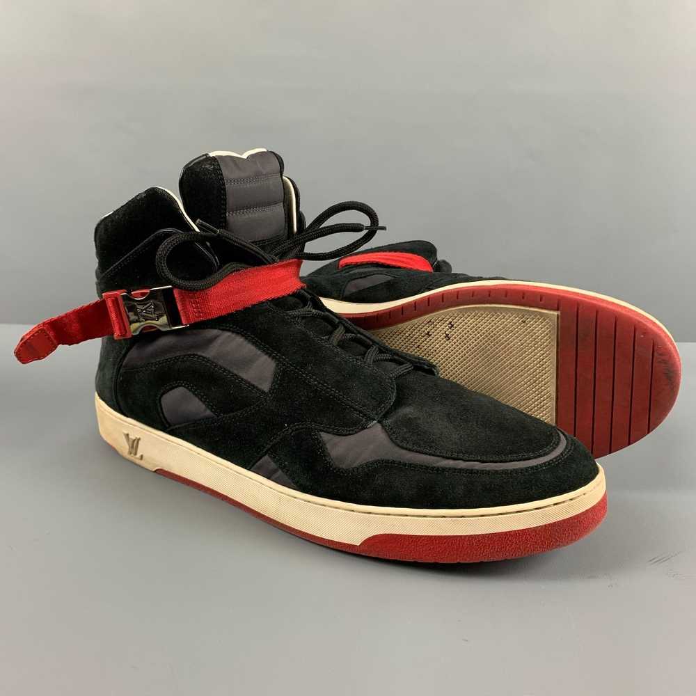 Louis Vuitton Black Red Nylon Suede High Top Snea… - image 5