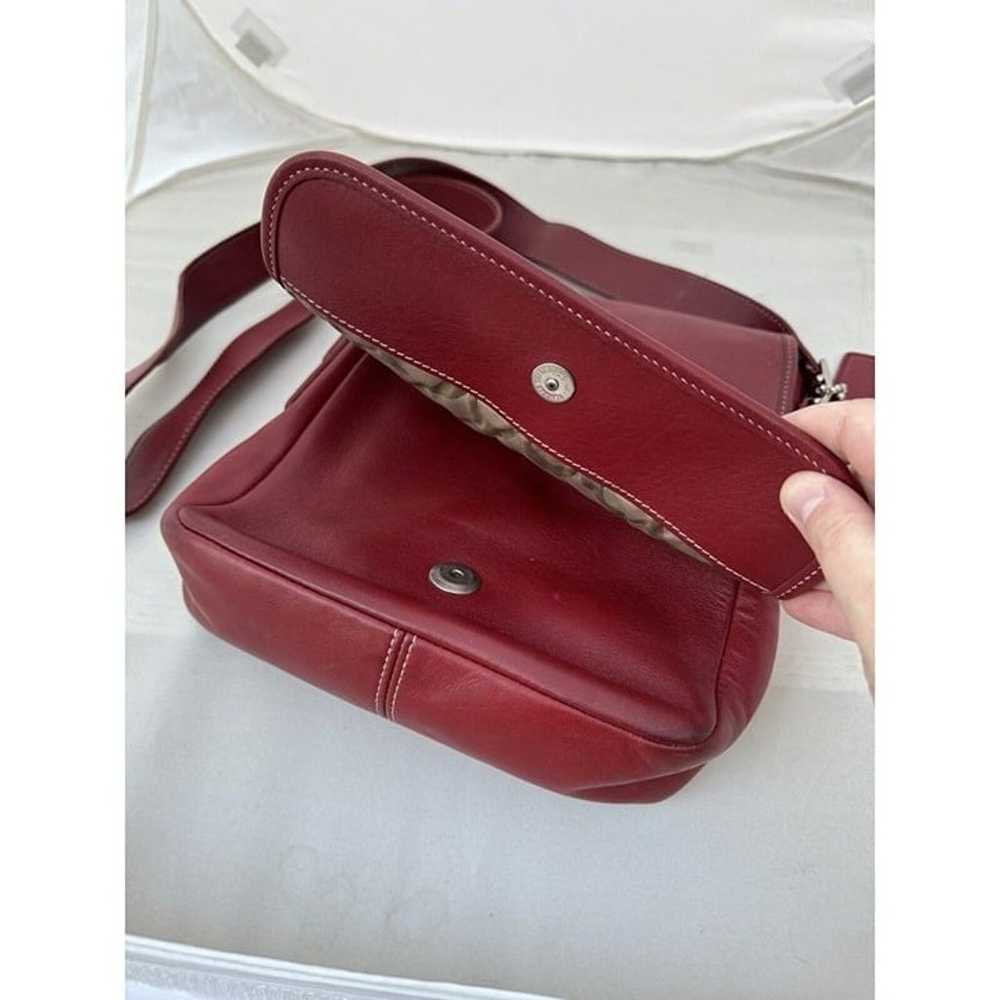 Vintage Coach Red leather Legacy Flap Shoulder Cr… - image 5