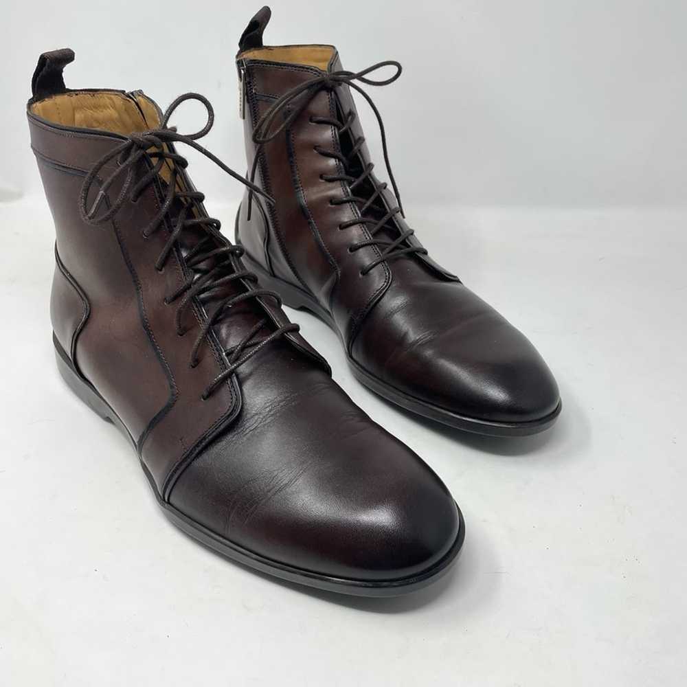 Mezlan Mezlan Brown Leather Burnished Calfskin Hy… - image 1