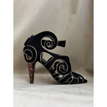Chanel Black/Gold Suede Gladiator Sandals Mosaic … - image 1