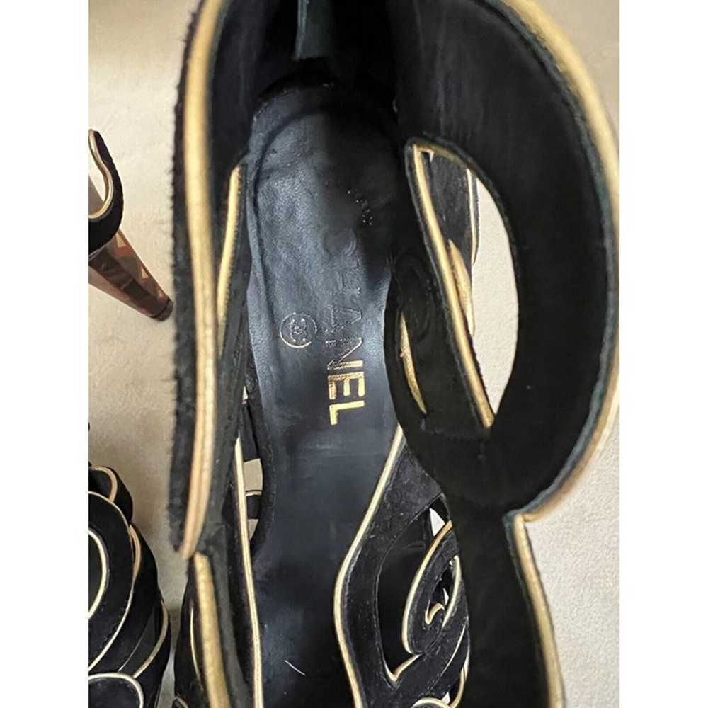 Chanel Black/Gold Suede Gladiator Sandals Mosaic … - image 6