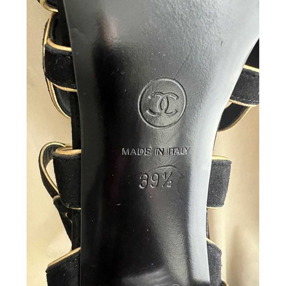 Chanel Black/Gold Suede Gladiator Sandals Mosaic … - image 8